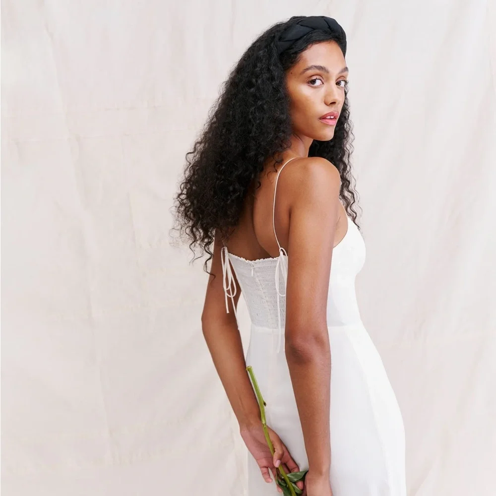 Reformation Melita White long Dress with Side Slit